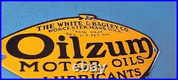 Vintage Oilzum Gasoline Porcelain Gas Motor Oil Lube Service Station Pump Sign