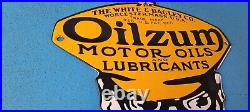 Vintage Oilzum Gasoline Porcelain Gas Motor Oil Lube Service Station Pump Sign