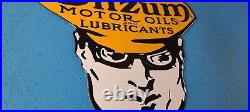 Vintage Oilzum Gasoline Porcelain Gas Motor Oil Lube Service Station Pump Sign