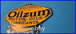 Vintage Oilzum Gasoline Porcelain Gas Motor Oil Lube Service Station Pump Sign