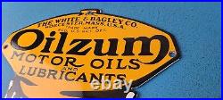 Vintage Oilzum Gasoline Porcelain Gas Motor Oil Lube Service Station Pump Sign