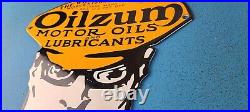 Vintage Oilzum Gasoline Porcelain Gas Motor Oil Lube Service Station Pump Sign