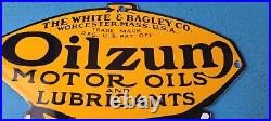 Vintage Oilzum Gasoline Porcelain Gas Motor Oil Lube Service Station Pump Sign