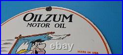 Vintage Oilzum Gasoline Porcelain Gas Oil Service Station Pump Flintstones Sign