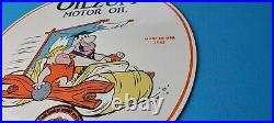 Vintage Oilzum Gasoline Porcelain Gas Oil Service Station Pump Flintstones Sign