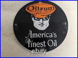 Vintage Oilzum Motor Oil Gasoline Porcelain Gas Sign Motor Oil