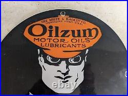 Vintage Oilzum Motor Oil Gasoline Porcelain Gas Sign Motor Oil