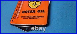 Vintage Oilzum Motor Oil Porcelain Gas Pump Ad Sales Sign On Service Thermometer