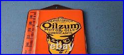 Vintage Oilzum Motor Oil Porcelain Sign Gasoline Pump Ad Sign On Thermometer