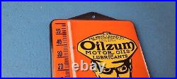 Vintage Oilzum Motor Oil Porcelain Sign Gasoline Pump Ad Sign On Thermometer