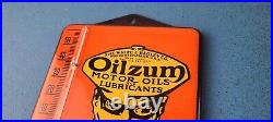 Vintage Oilzum Motor Oil Porcelain Sign Gasoline Pump Ad Sign On Thermometer