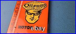 Vintage Oilzum Motor Oil Porcelain Sign Gasoline Pump Ad Sign On Thermometer