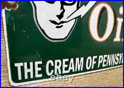 Vintage Oilzum Motor Oil Porcelain Sign Metal White & Bagley USA Gas Station Vintage Oilzum Motor Oil Porcelain Sign Metal White & Bagley USA Gas Station