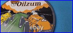 Vintage Oilzum Motor Oil Sign Porcelain Gas Sign Gasoline Pump Racing Sign