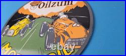 Vintage Oilzum Motor Oil Sign Porcelain Gasoline Pump Racing Sign