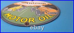 Vintage Oilzum Motor Oil Sign Porcelain Gasoline Pump Racing Sign