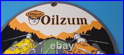 Vintage Oilzum Motor Oil Sign Porcelain Gasoline Pump Racing Sign