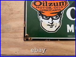Vintage Oilzum Motor Oil White & Bagley Co. 48 Porcelain Metal Sign 15.5 X! 0