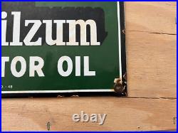 Vintage Oilzum Motor Oil White & Bagley Co. 48 Porcelain Metal Sign 15.5 X! 0