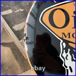 Vintage Oilzum Motor Oils Pennsylvania 12 Inch Convex Porcelain Enamel Sign