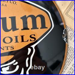 Vintage Oilzum Motor Oils Pennsylvania 12 Inch Convex Porcelain Enamel Sign Vintage Oilzum Motor Oils Pennsylvania 12 Inch Convex Porcelain Enamel Sign