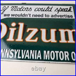 Vintage Oilzum Motor Oils Sign Gasoline Lubrication Porcelain Gas Pump Sign