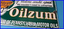 Vintage Oilzum Motor Oils Sign Gasoline Lubrication Porcelain Gas Pump Sign