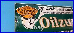 Vintage Oilzum Motor Oils Sign Gasoline Lubrication Porcelain Gas Pump Sign