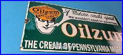 Vintage Oilzum Motor Oils Sign Gasoline Lubrication Porcelain Gas Pump Sign