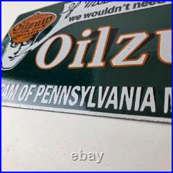 Vintage Oilzum Motor Oils Sign Gasoline Lubrication Porcelain Gas Pump Sign
