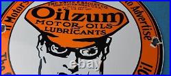 Vintage Oilzum Motor Oils Sign Gasoline Lubrication Porcelain Gas Pump Sign