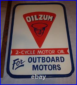Vintage Oilzum Outboard Boat Motor Oil 21 X 15 Self Framed Metal Gasoline Sign