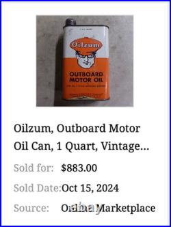 Vintage Oilzum Outboard Boat Motor Oil 21 X 15 Self Framed Metal Gasoline Sign