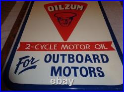 Vintage Oilzum Outboard Boat Motor Oil 21 X 15 Self Framed Metal Gasoline Sign