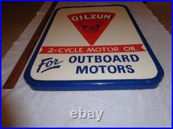 Vintage Oilzum Outboard Boat Motor Oil 21 X 15 Self Framed Metal Gasoline Sign