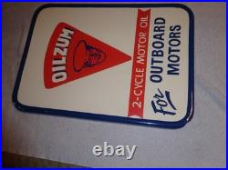 Vintage Oilzum Outboard Boat Motor Oil 21 X 15 Self Framed Metal Gasoline Sign