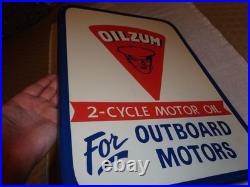 Vintage Oilzum Outboard Boat Motor Oil 21 X 15 Self Framed Metal Gasoline Sign