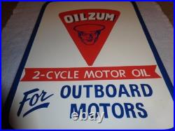 Vintage Oilzum Outboard Boat Motor Oil 21 X 15 Self Framed Metal Gasoline Sign