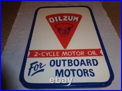 Vintage Oilzum Outboard Boat Motor Oil 21 X 15 Self Framed Metal Gasoline Sign
