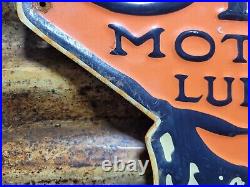 Vintage Oilzum Sign Old Embossed Metal Gas Motor Oil Garage Advertising Diecut