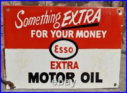 Vintage Old Antique Rare ESSO Motor Oil Adv. Porcelain Enamel Sign Board