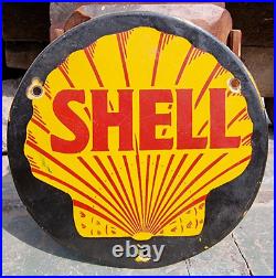 Vintage Old Antique Rare Shell Motor Oil Adv. Enamel Sign Board, Collectible