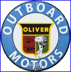 Vintage Oliver Outboard Motors Porcelain Sign Gas Station Pump Plate Oil Boat Vintage Oliver Outboard Motors Porcelain Sign Gas Station Pump Plate Oil Boat