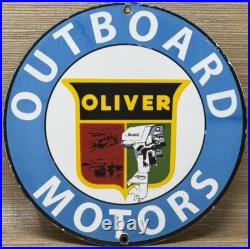 Vintage Oliver Outboard Motors Porcelain Sign Gas Station Pump Plate Oil Boat Vintage Oliver Outboard Motors Porcelain Sign Gas Station Pump Plate Oil Boat