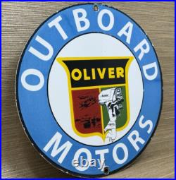 Vintage Oliver Outboard Motors Porcelain Sign Gas Station Pump Plate Oil Boat Vintage Oliver Outboard Motors Porcelain Sign Gas Station Pump Plate Oil Boat