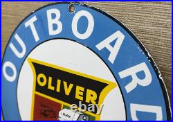 Vintage Oliver Outboard Motors Porcelain Sign Gas Station Pump Plate Oil Boat Vintage Oliver Outboard Motors Porcelain Sign Gas Station Pump Plate Oil Boat