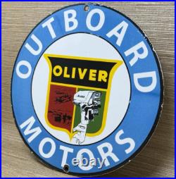 Vintage Oliver Outboard Motors Porcelain Sign Gas Station Pump Plate Oil Boat Vintage Oliver Outboard Motors Porcelain Sign Gas Station Pump Plate Oil Boat