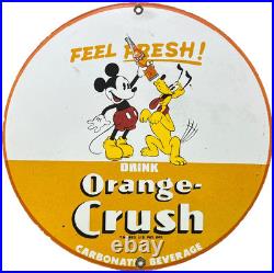 Vintage Orange Crush Porcelain Sign Gas Station Motor Oil Service Disney Mickey