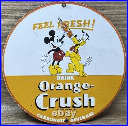 Vintage Orange Crush Porcelain Sign Gas Station Motor Oil Service Disney Mickey