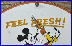 Vintage Orange Crush Porcelain Sign Gas Station Motor Oil Service Disney Mickey